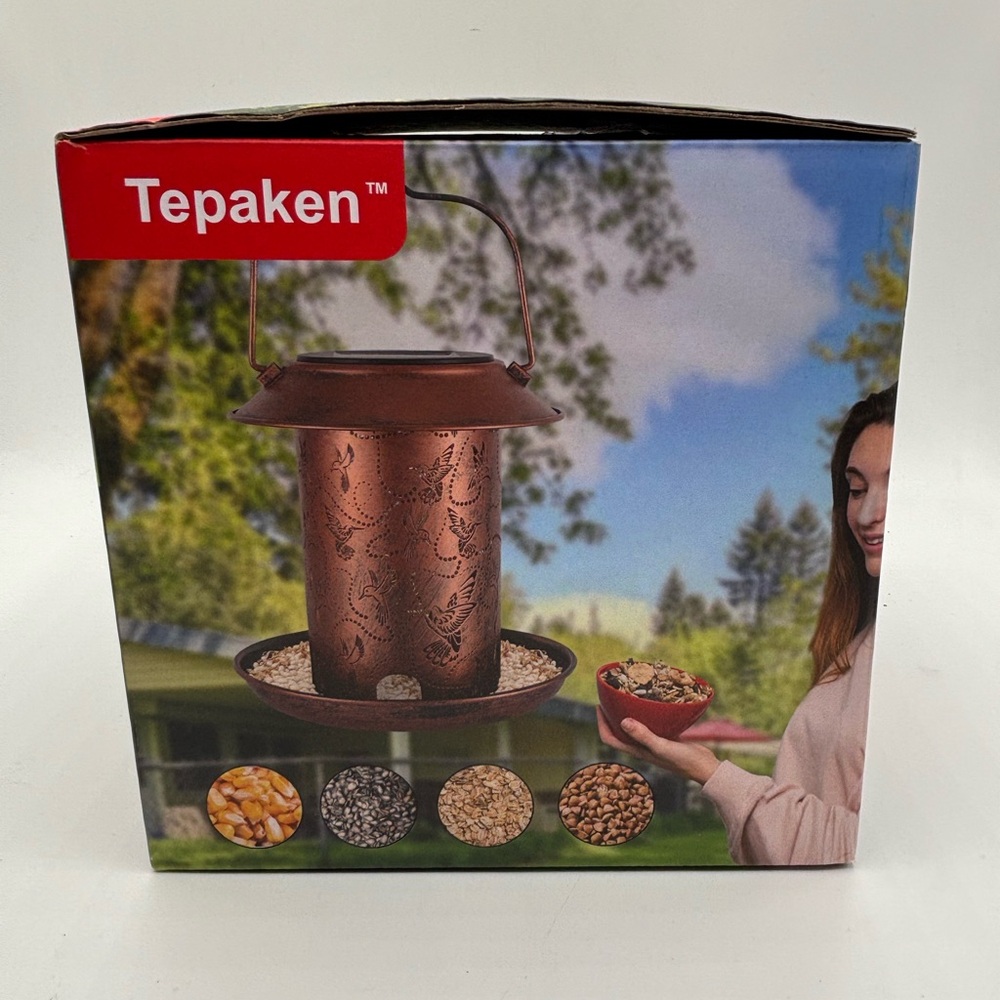 Solar Copper Bird Feeder Hummingbird Design